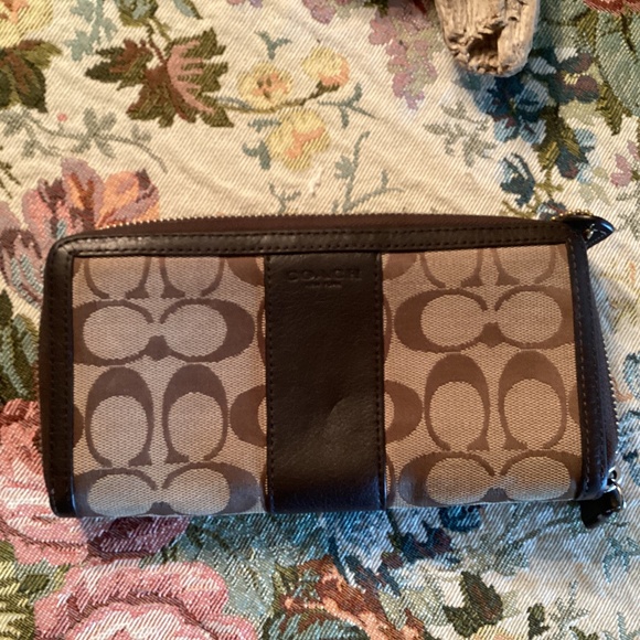 Coach signature monogram zip around wallet with mini tag inside! - Picture 9 of 11